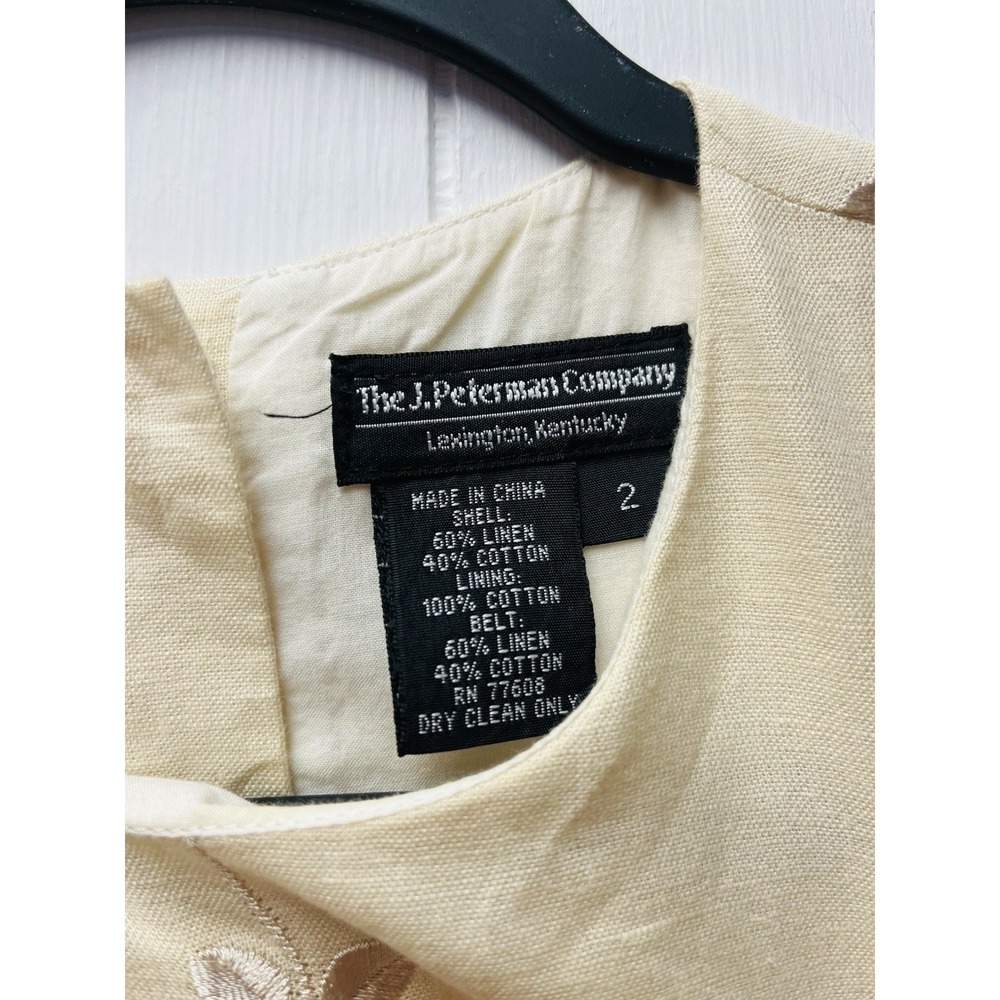 VTG J Peterman 2 Cream Linen Midi Dress Edwardian Style Romantic Wedding Tea 50s - Picture 5 of 5